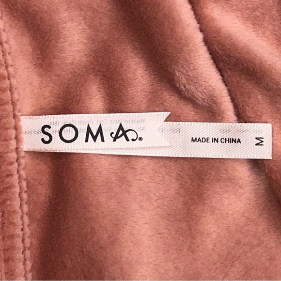 Medium Soma Mauve Pink Peachy Ribbed Velour Sweatshirt Loungewear Casual - Picture 11 of 14